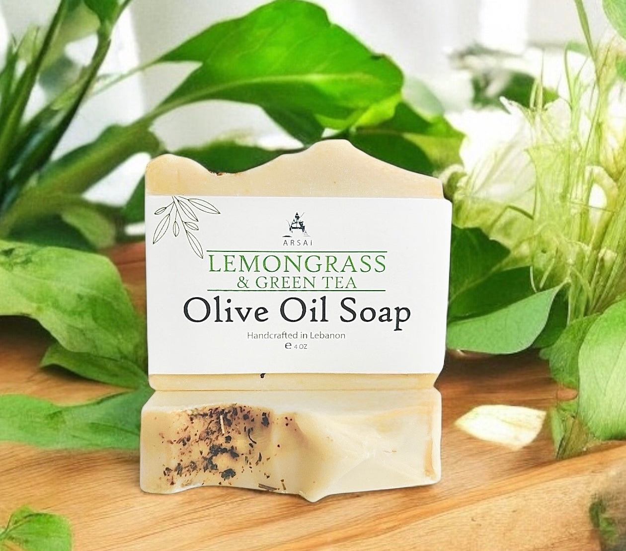 Lemongrass & Green Tea - Pure Olive Oil Soap Bar - Handcrafted - All-Natural - Moisturizing & Soothing - 4oz - For All Skin Types - Unisex