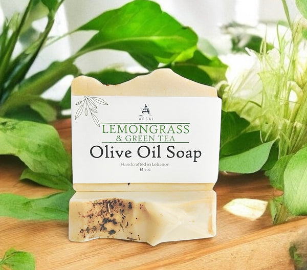 Lemongrass & Green Tea - Pure Olive Oil Soap Bar - Handcrafted - All-Natural - Moisturizing & Soothing - 4oz - For All Skin Types - Unisex