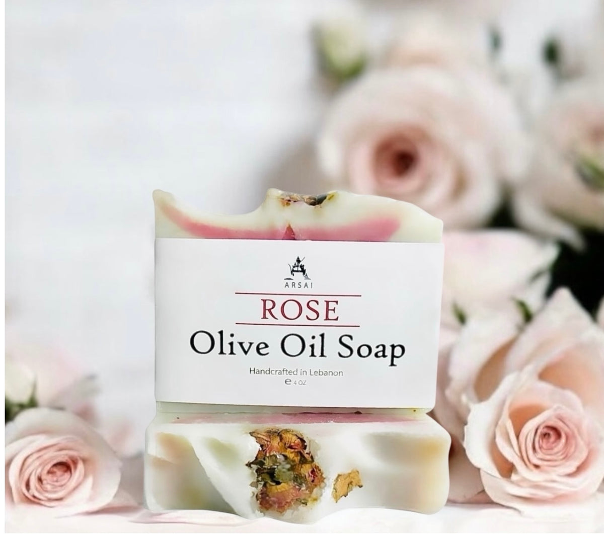 Rose - Pure Olive Oil Soap Bar - Handcrafted - All-Natural - Moisturizing & Soothing - 4oz - For All Skin Types - Unisex