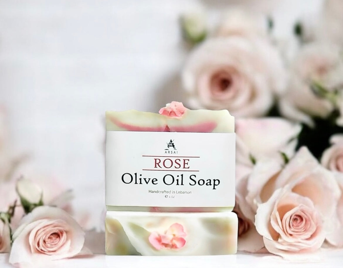 Rose - Pure Olive Oil Soap Bar - Handcrafted - All-Natural - Moisturizing & Soothing - 4oz - For All Skin Types - Unisex
