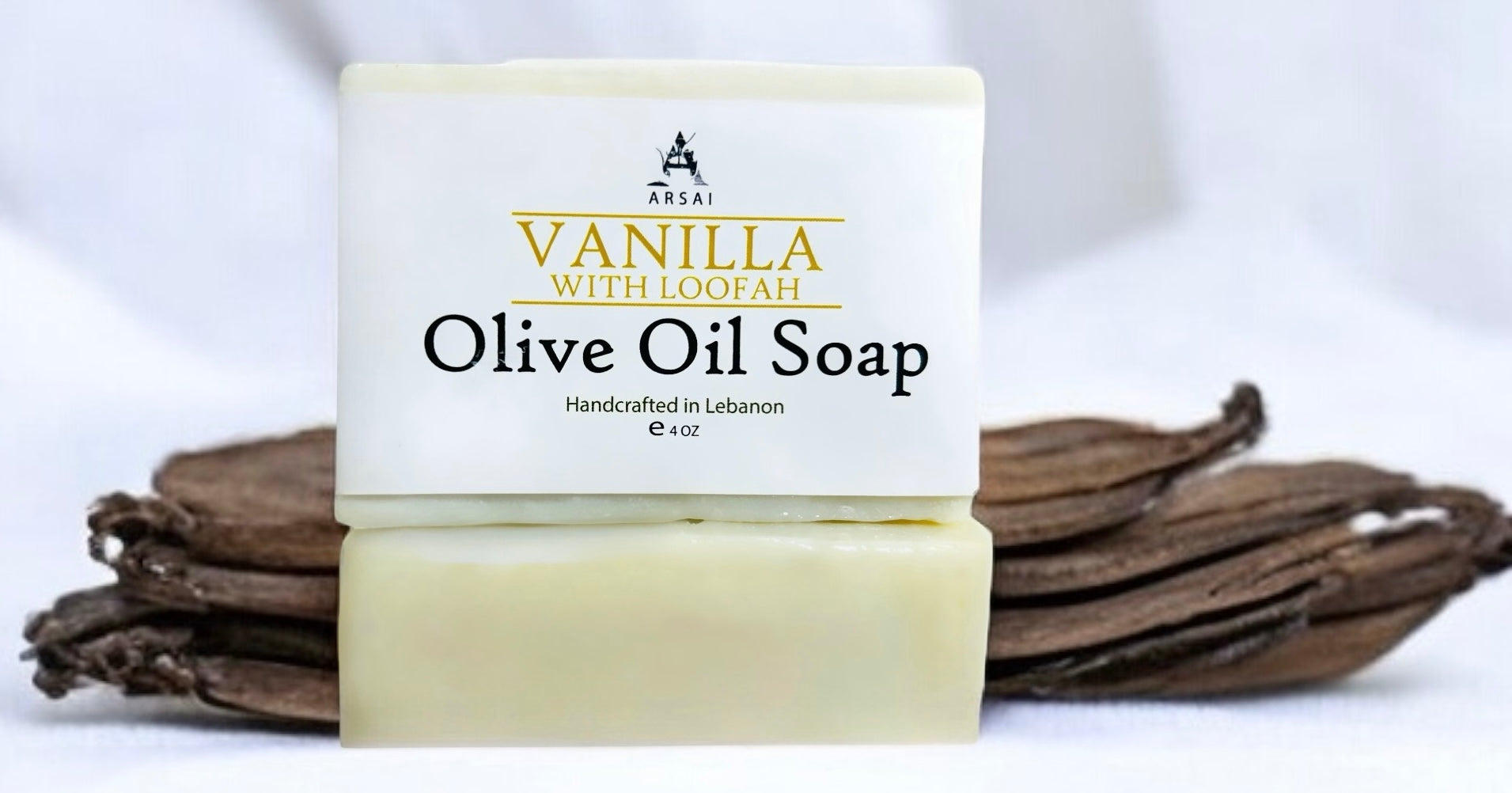 Vanilla - with Loofah - Pure Olive Oil Soap Bar - Handcrafted - All-Natural - Moisturizing & Soothing - 4oz - For All Skin Types - Unisex