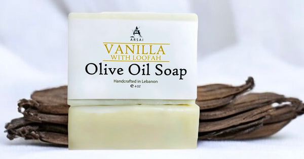 Vanilla - with Loofah - Pure Olive Oil Soap Bar - Handcrafted - All-Natural - Moisturizing & Soothing - 4oz - For All Skin Types - Unisex