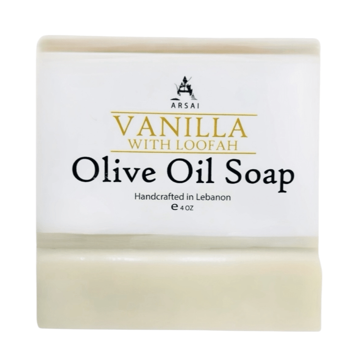 Pure Olive Oil Soap Bar - Handcrafted - Organic - Vanilla - with Loofah - Moisturizing & Soothing - 4oz - For All Skin Types - Unisex - Arsai Soap - Handmade Olive Oil SoapPure Olive Oil Soap Bar - Handcrafted - Organic - Vanilla - with Loofah - Moisturizing & Soothing - 4oz - For All Skin Types - UnisexBar SoapVNL - WTH - LFHArsai Soap5285012761544