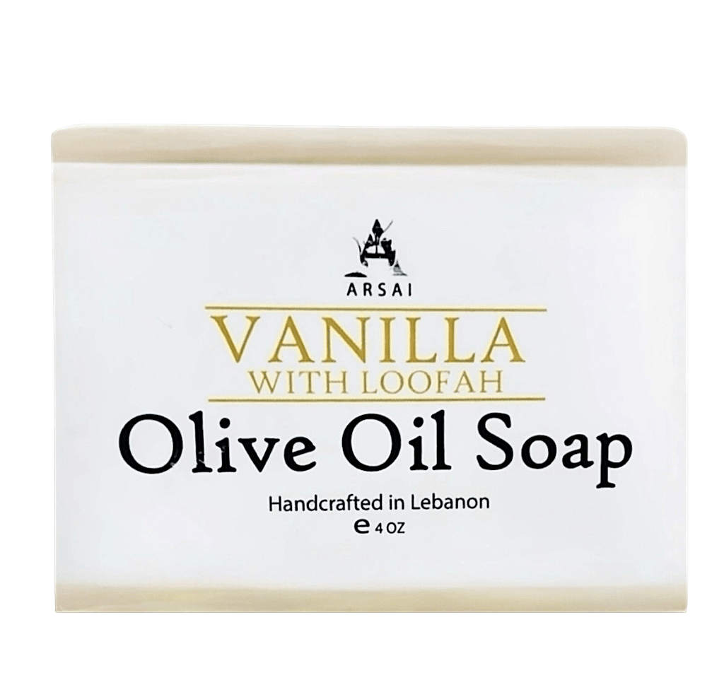 Pure Olive Oil Soap Bar - Handcrafted - Organic - Vanilla - with Loofah - Moisturizing & Soothing - 4oz - For All Skin Types - Unisex - Arsai Soap - Handmade Olive Oil SoapPure Olive Oil Soap Bar - Handcrafted - Organic - Vanilla - with Loofah - Moisturizing & Soothing - 4oz - For All Skin Types - UnisexBar SoapVNL - WTH - LFHArsai Soap5285012761544